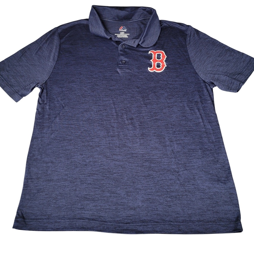 Boston‎ Red Sox MLB Polo Shirt Mens Large Navy Majestic NWT - Picture 2 of 8